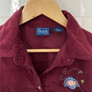 Vintage Disney button down shirt w/ eeyore, Winnie the Pooh character corduroy